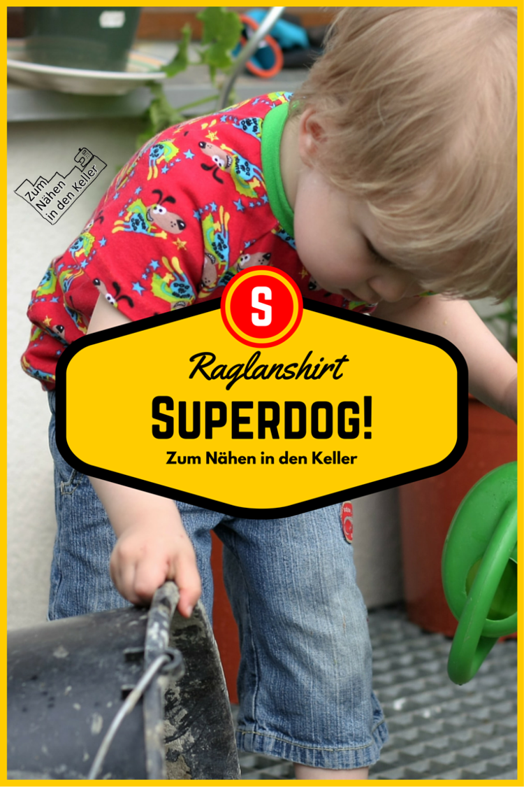 Superdog! Raglanshirt T-Shirt klimperklein mit Superhunden Superheld Hund | Zum Nähen in den Keller