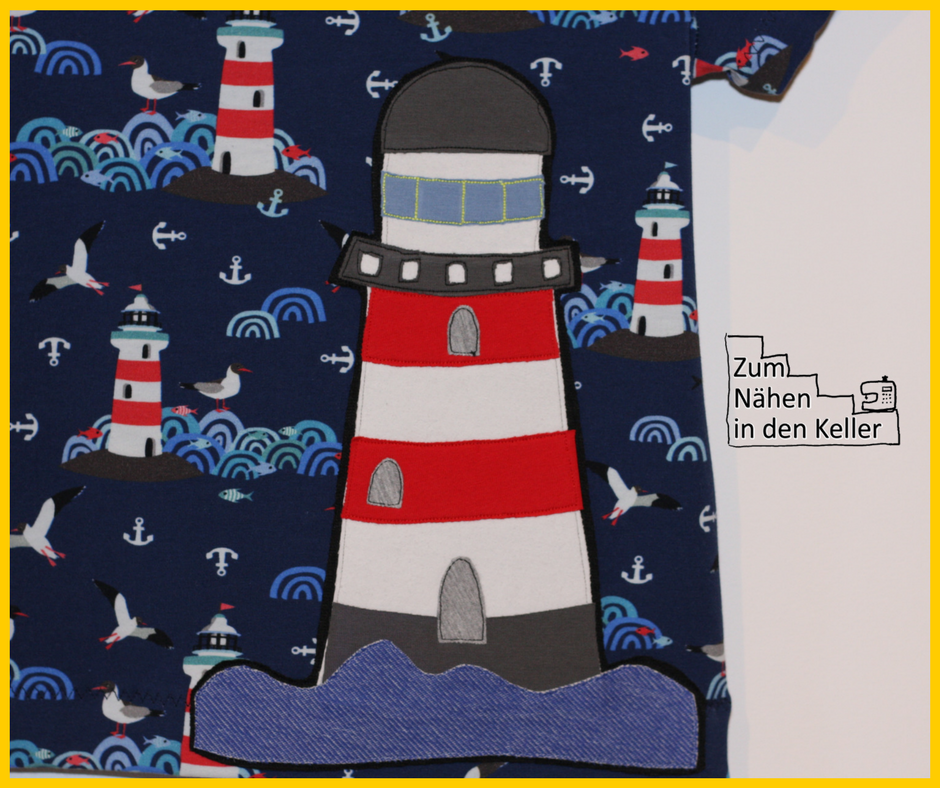 Leuchtturm T-Shirt Raglanshirt Kids Erbsenprinzessin mit Applikation von Herzensbunt Design. Zum Nähen in den Keller