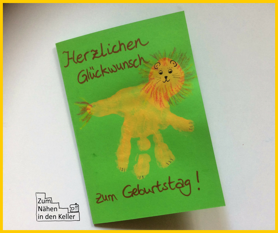 handprint art Handabdruck Stempel Löwe lion Geburtstagskarte birthday card