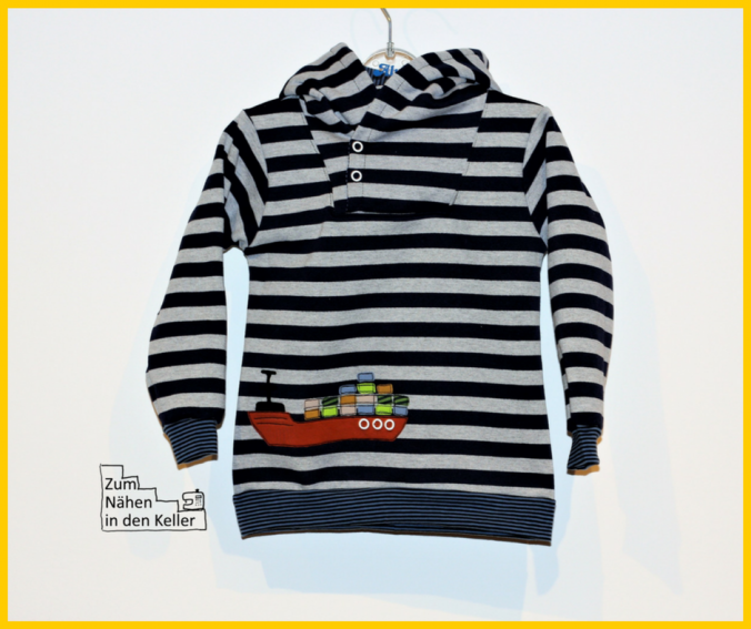 Containerschiff Applikation Rush Hour auf Fluss und See von Oberschätzchen auf Hoodie Edi Pulli Lolletroll Kapuzenpulli Zum Nähen in den Keller