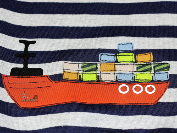 Containerschiff Applikation Rush Hour auf Fluss und See von Oberschätzchen auf Hoodie Edi Pulli Lolletroll Kapuzenpulli Zum Nähen in den Keller