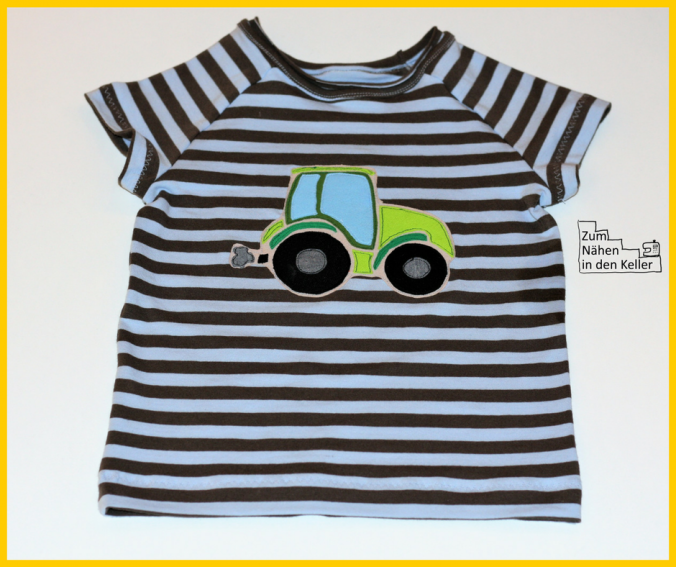 Raglanshirt Kids von Erbsenprinzessin mit Traktor Applikation nach der Vorlage von Oberschätzchen, Zum Nähen in den Keller, nähen für Jungs