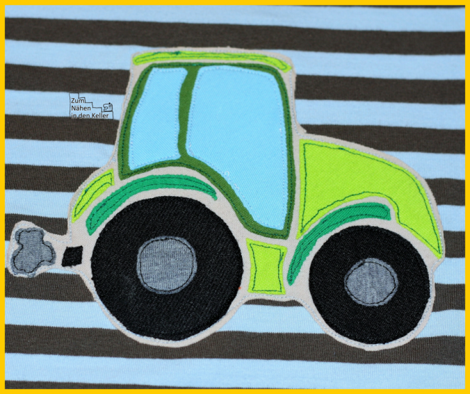 Raglanshirt Kids von Erbsenprinzessin mit Traktor Applikation nach der Vorlage von Oberschätzchen, Zum Nähen in den Keller, nähen für Jungs
