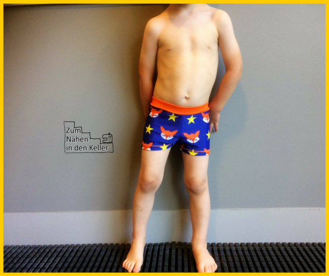 Badehose Badeshorts Lycra Mr Fuchs von Laura und Ben, Freebook kostenloser Schnitt von Erbsenprinzessin. Zum Nähen in den Keller