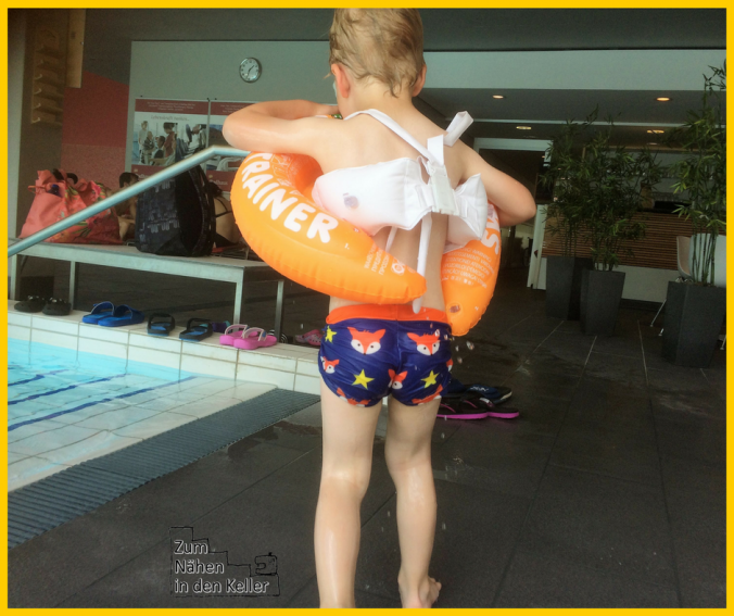 Badehose Badeshorts Lycra Mr Fuchs von Laura und Ben, Freebook kostenloser Schnitt von Erbsenprinzessin. Zum Nähen in den Keller