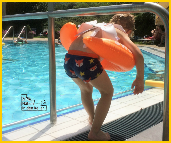 Badehose Badeshorts Lycra Mr Fuchs von Laura und Ben, Freebook kostenloser Schnitt von Erbsenprinzessin. Zum Nähen in den Keller